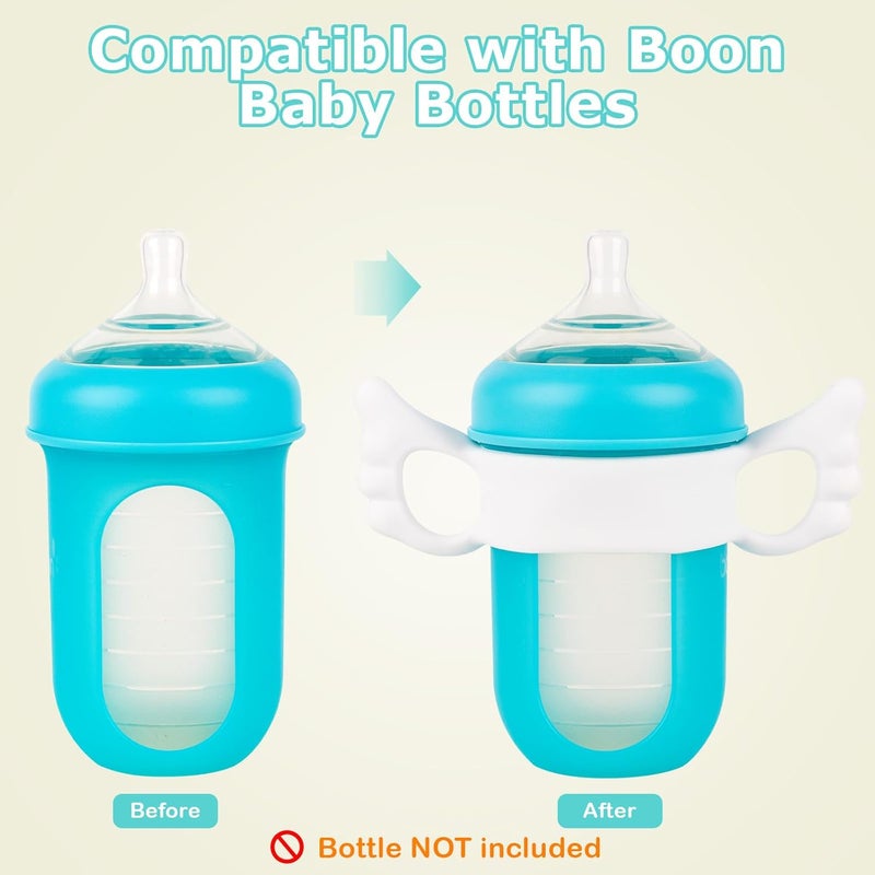 joyfeed Silicone Baby Bottle Handles for Boon Nursh Bottles, Easy Grip Bottle Holder for Self Feeding - Image 2